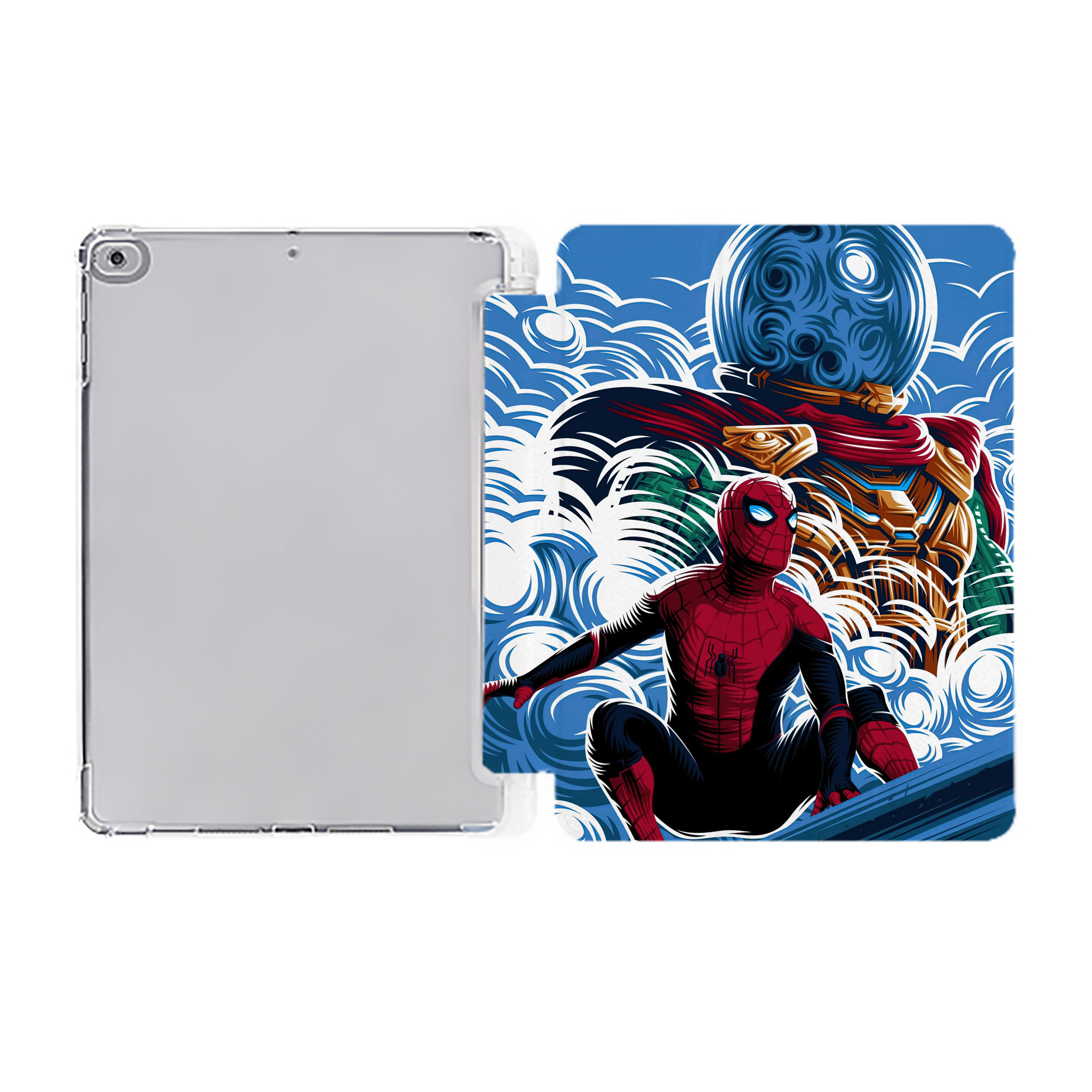 （画像用） Spider Man スパイダーマン IPad ケース ペン収納付き 三つ折りスタンド PUレザー×シリコン 対応機種9.5/10.5/10.9インチ